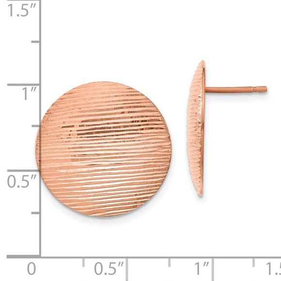 20mm Diamond Cut Disc Post Earrings in 24k Rose Gold Plated Silver - Picture 3 of 4